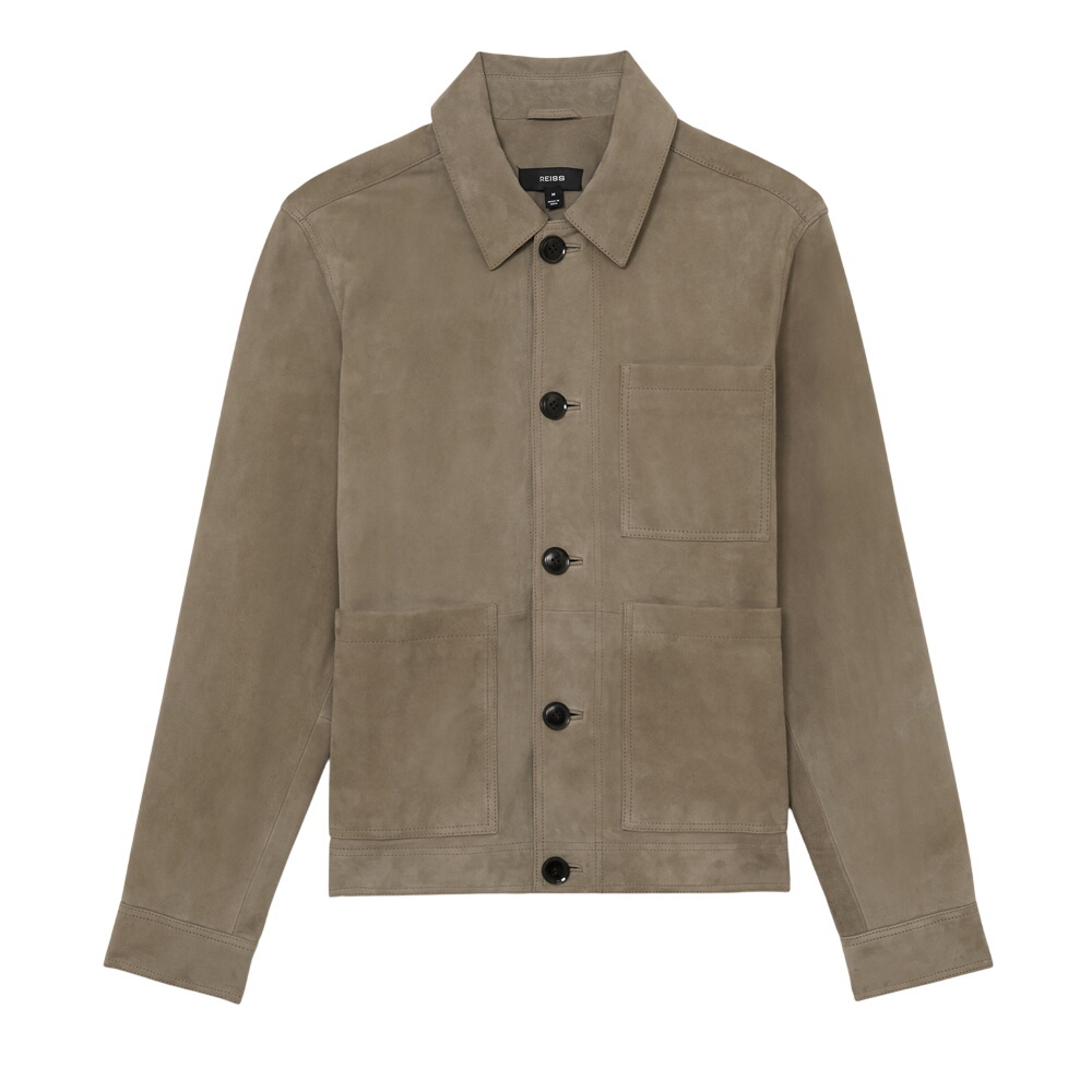 REISS Danny Suede Patch-Pocket Worker Jacket